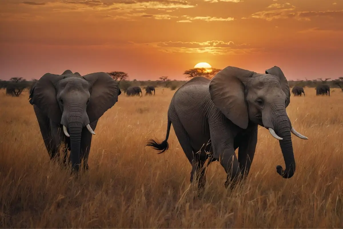 Elephant Herd Namibia Sunset — Namibia Buddy Reise